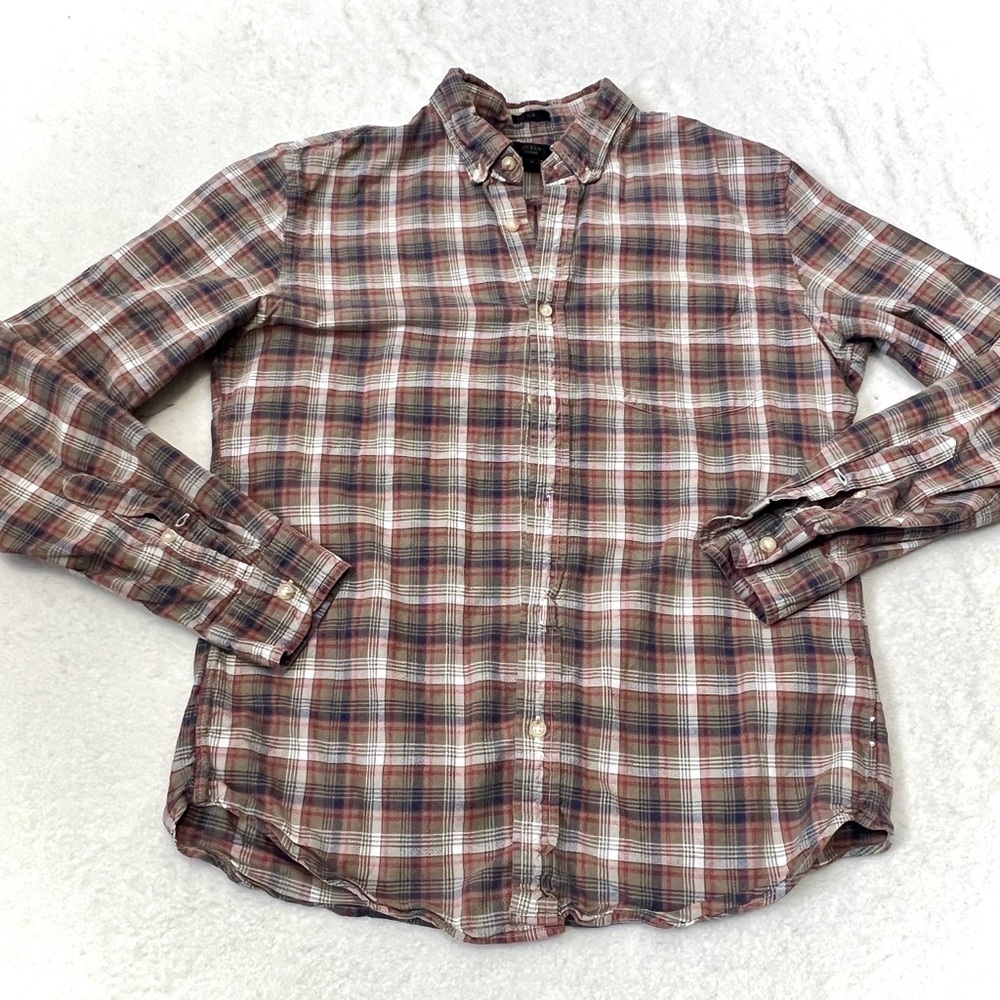 J. Crew Oxford Men's Slim Plaid Button Down Top - Medium
